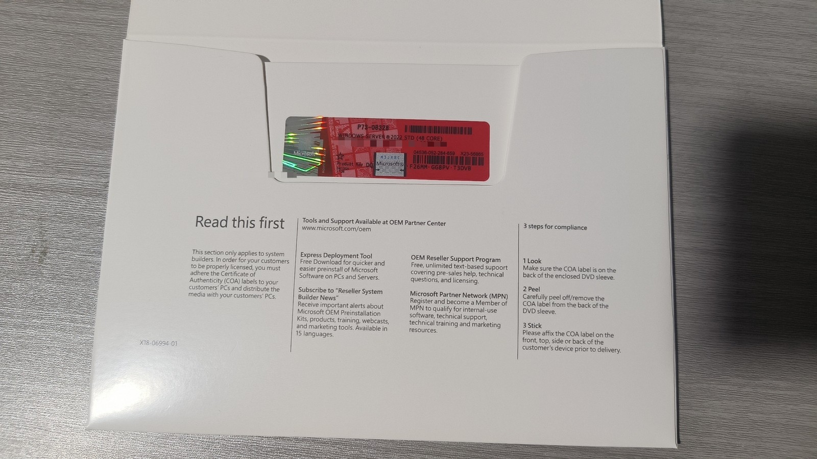 Microsoft Windows server 2022 Standard 48 Core License 50 User Key DVD & COA