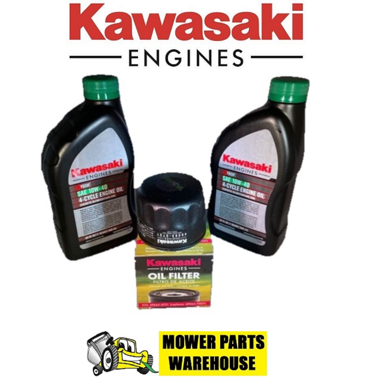 GENUINE OEM KAWASAKI OIL CHANGE KIT (2)99969-6296 10W-40 & (1)49065-0721 FILTER