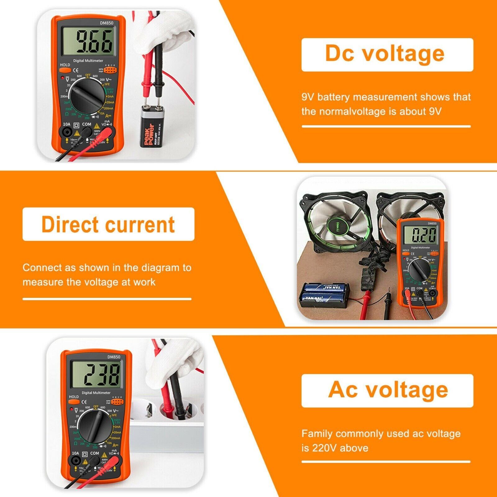 LCD Digital Multimeter AC DC Voltmeter Ammeter Ohmmeter Volt Tester Lead Meter