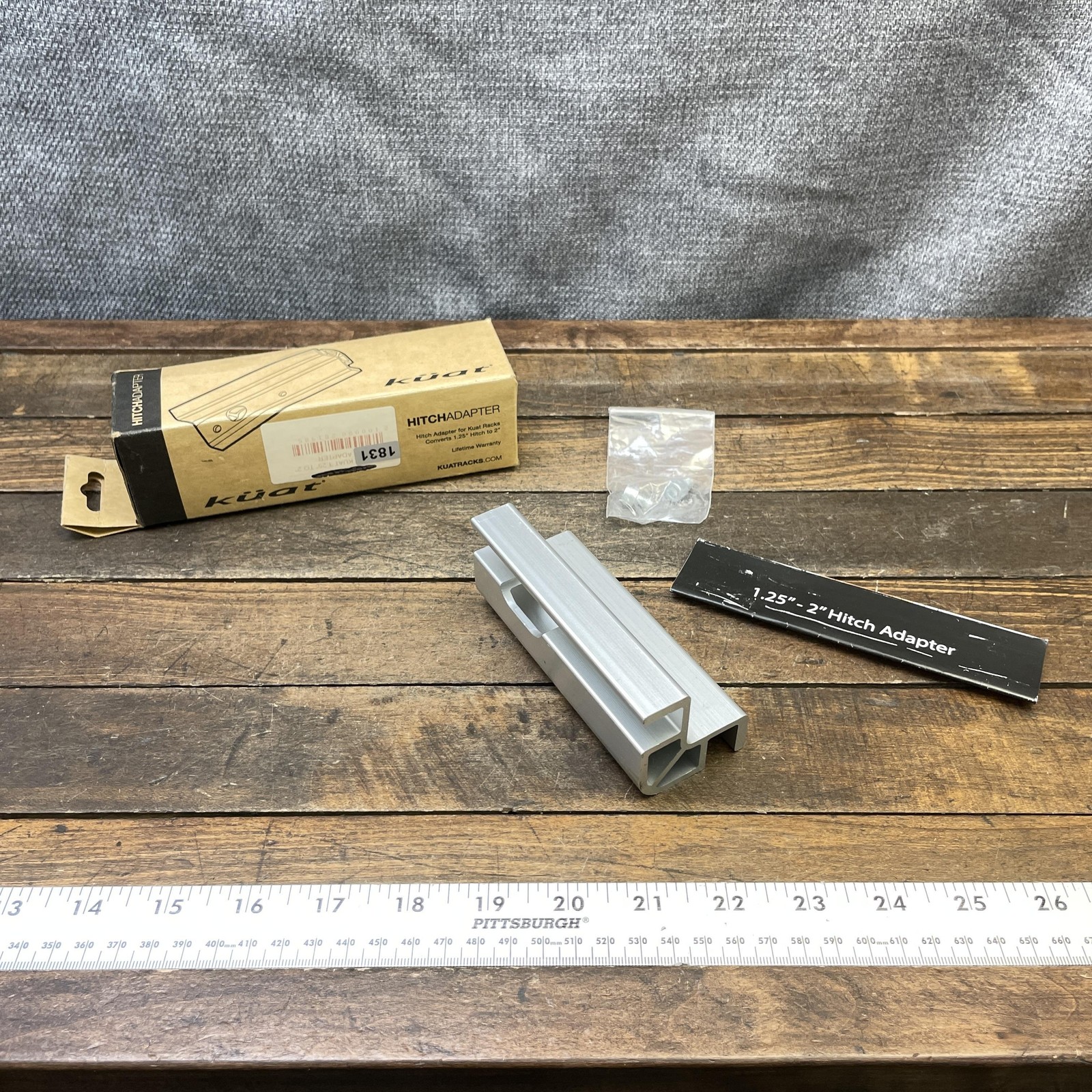 Kuat Hitch Adapter 1.25in To 2in Silver For Kuat Bike Racks Receiver Rack