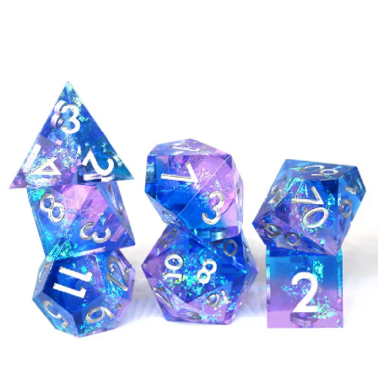 Lilac Cosmos Sharp Edged 7 Dice Set Poly RPG DnD Dungeons Dragons AD&D d20
