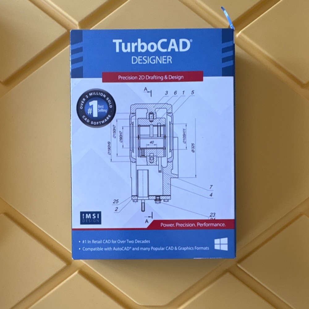 IMSI Design TurboCAD Designer Precision 2D Drafting CAD CAM Windows 10 8 7 CD