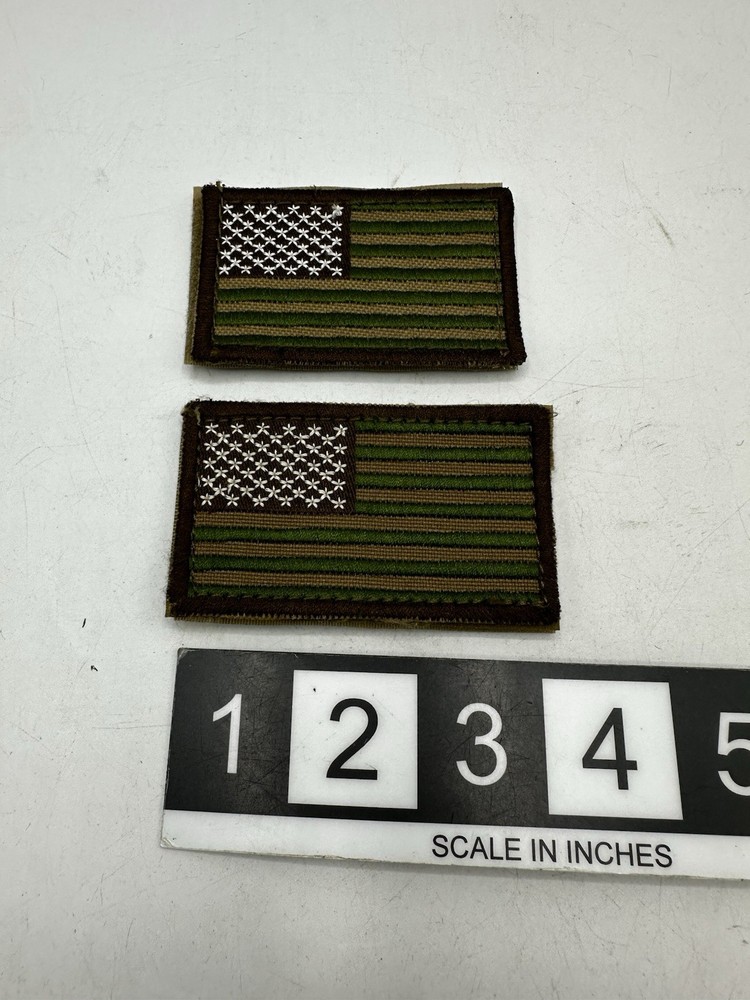 2x Coyote FDE Green Olive Drab US Flag - 2x3 Patch Left Forward facing