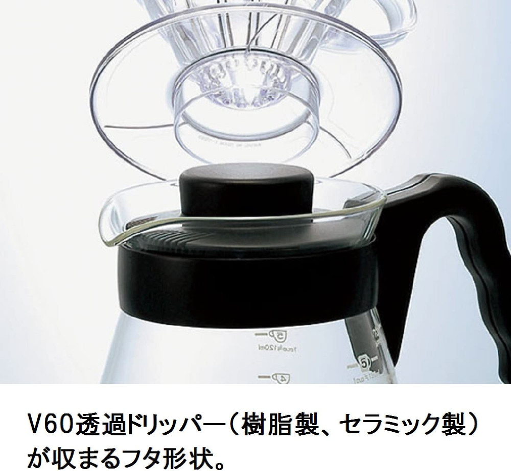V60 Glass Coffee Server, 1000Ml, Black