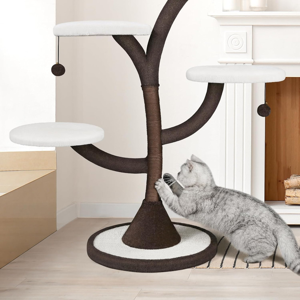Stylish Multi-Level Cat Tree with Scratching Post for Large Indoor Cats