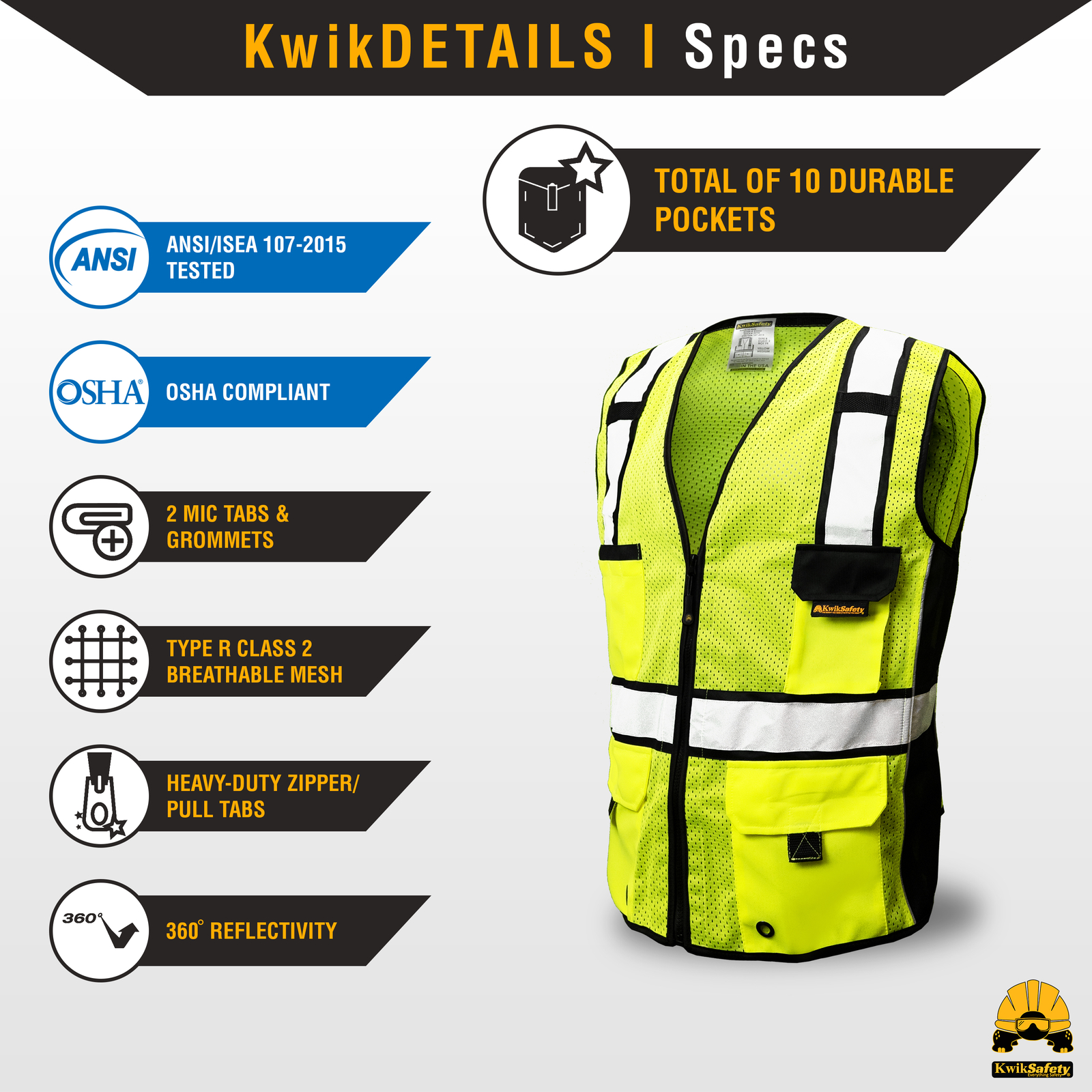 KwikSafety RoadBOSS Economy reflective hi visibility safety vest