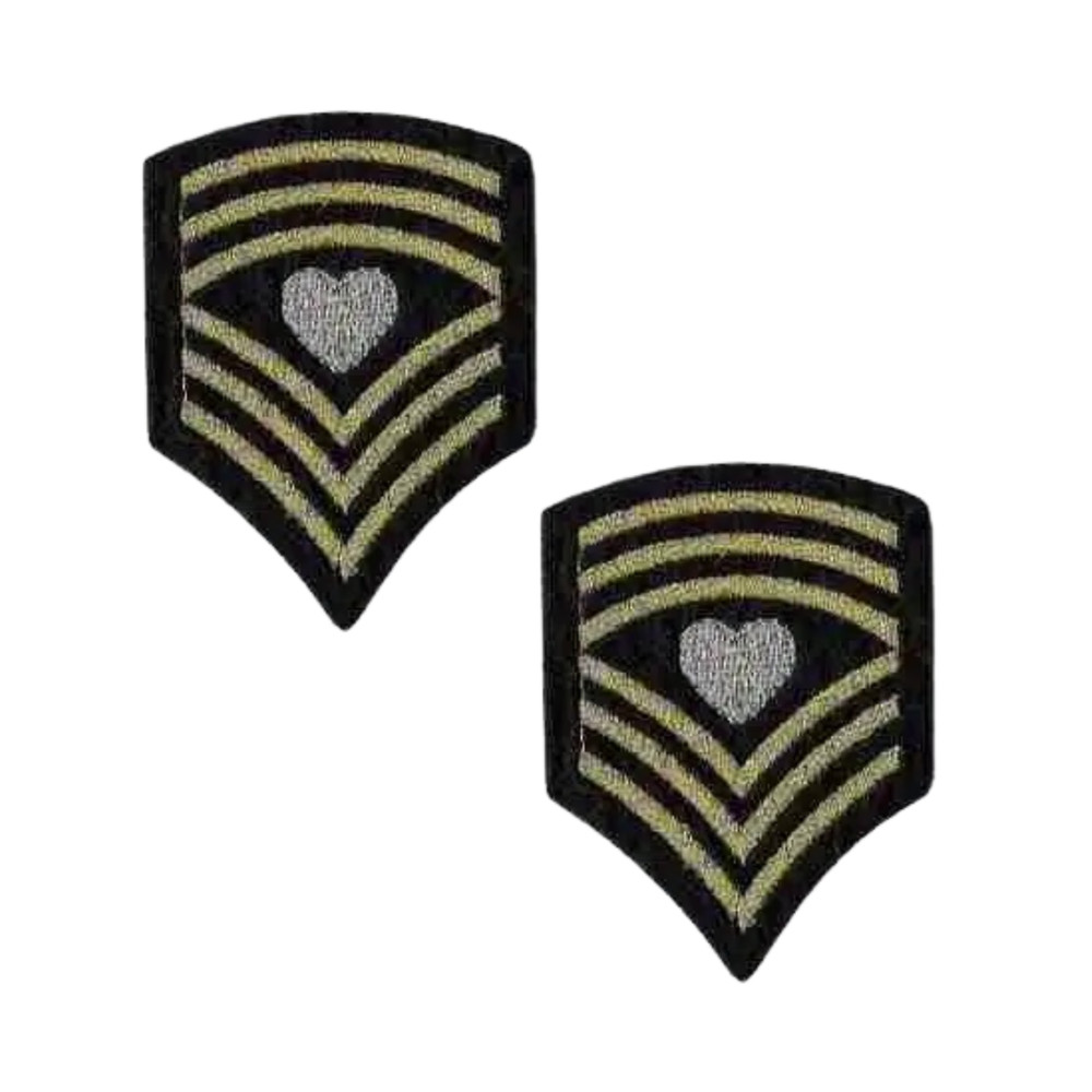 Sergeant Heart Chevron (3-Pack) Patch - BLACK