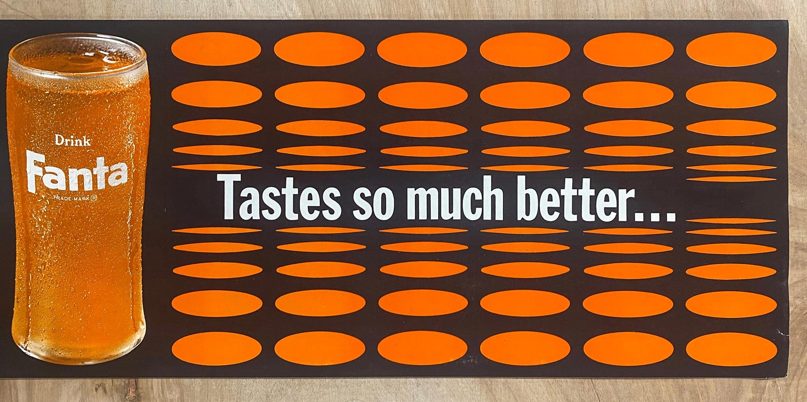 c.1962 Fanta Orange Tastes So Much Better Paper Sign Soda Vintage Original