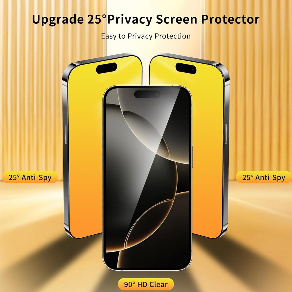 2 Pack for iPhone 16 Pro Max Privacy Screen 16 (Gold)
