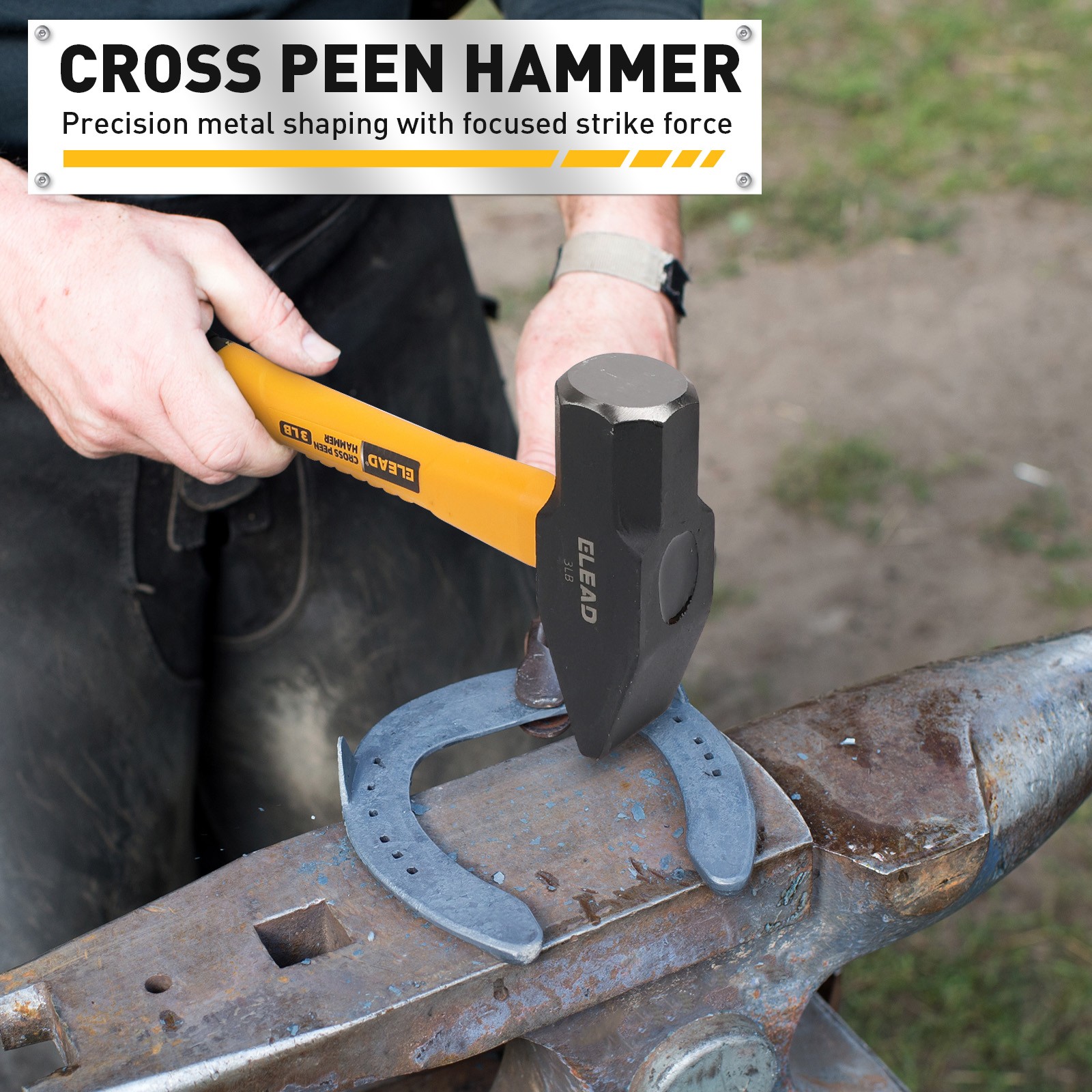 6-Piece Mallet Hammer Set 600g Wood Split Axe Fiberglass Handle Forge Steel Head