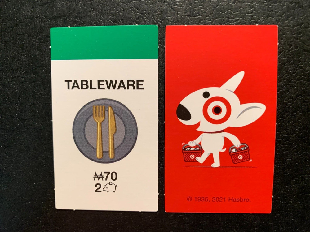 Monopoly   Target   ITEM CARD  Tableware    2021   Game Replacement