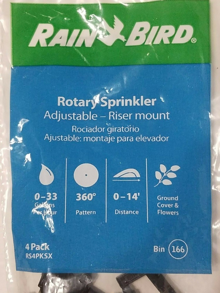Rain Bird RS4PKSX Adjustable Rotary Micro Sprinkler Full Pattern, Black 4/PK