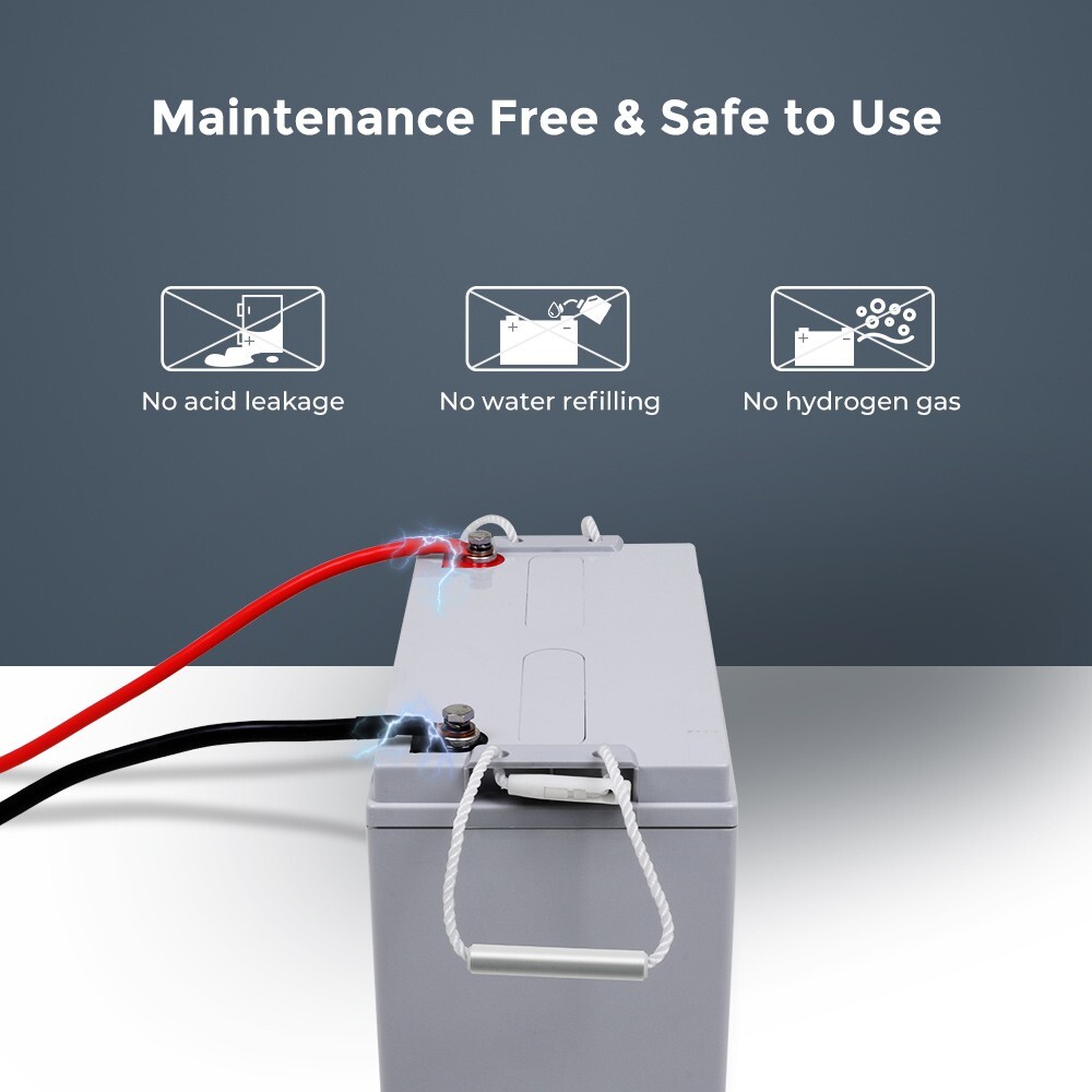 Renogy Deep Cycle AGM Battery Rechargeable 12V 100Ah/200Ah For RV Solar Marine