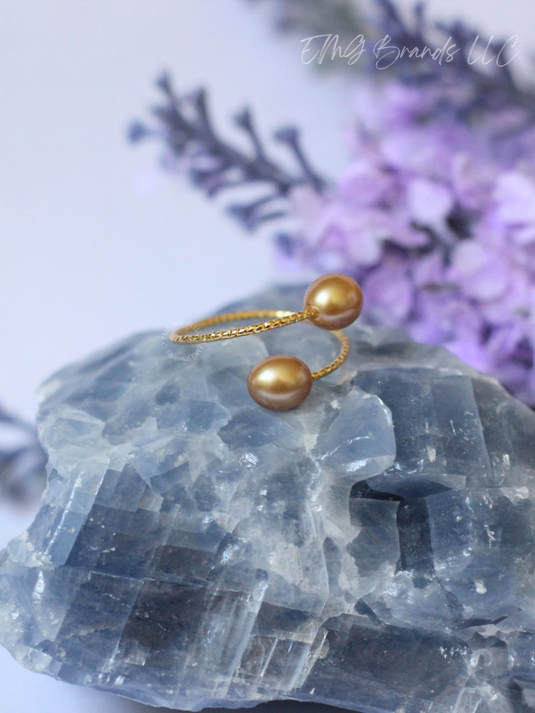 Deep Golden Pearl Bypass Ring