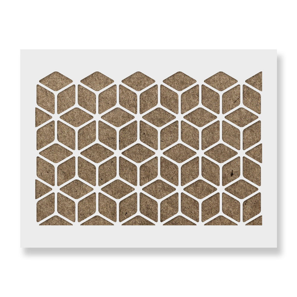 Hexagon Illusion Pattern Wall Stencil - Large, Reusable Wall Pattern Stencil