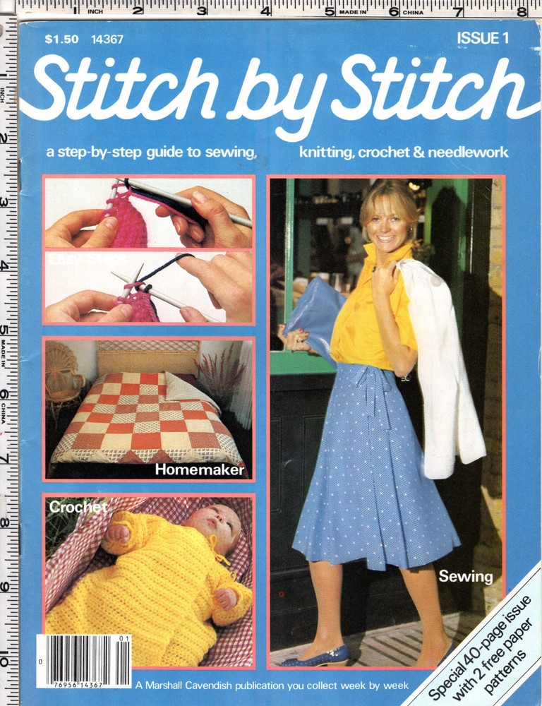 Stitch by Stitch Issue 1 Sewing Knitting Crochet Needlework Missing Pattern Shee