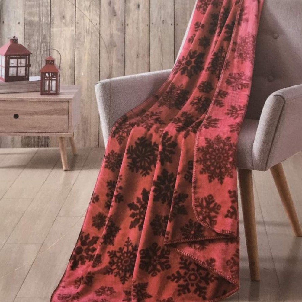 Truly Soft Plush Microfleece Deep Pink Snowflake Dream Throw Blanket