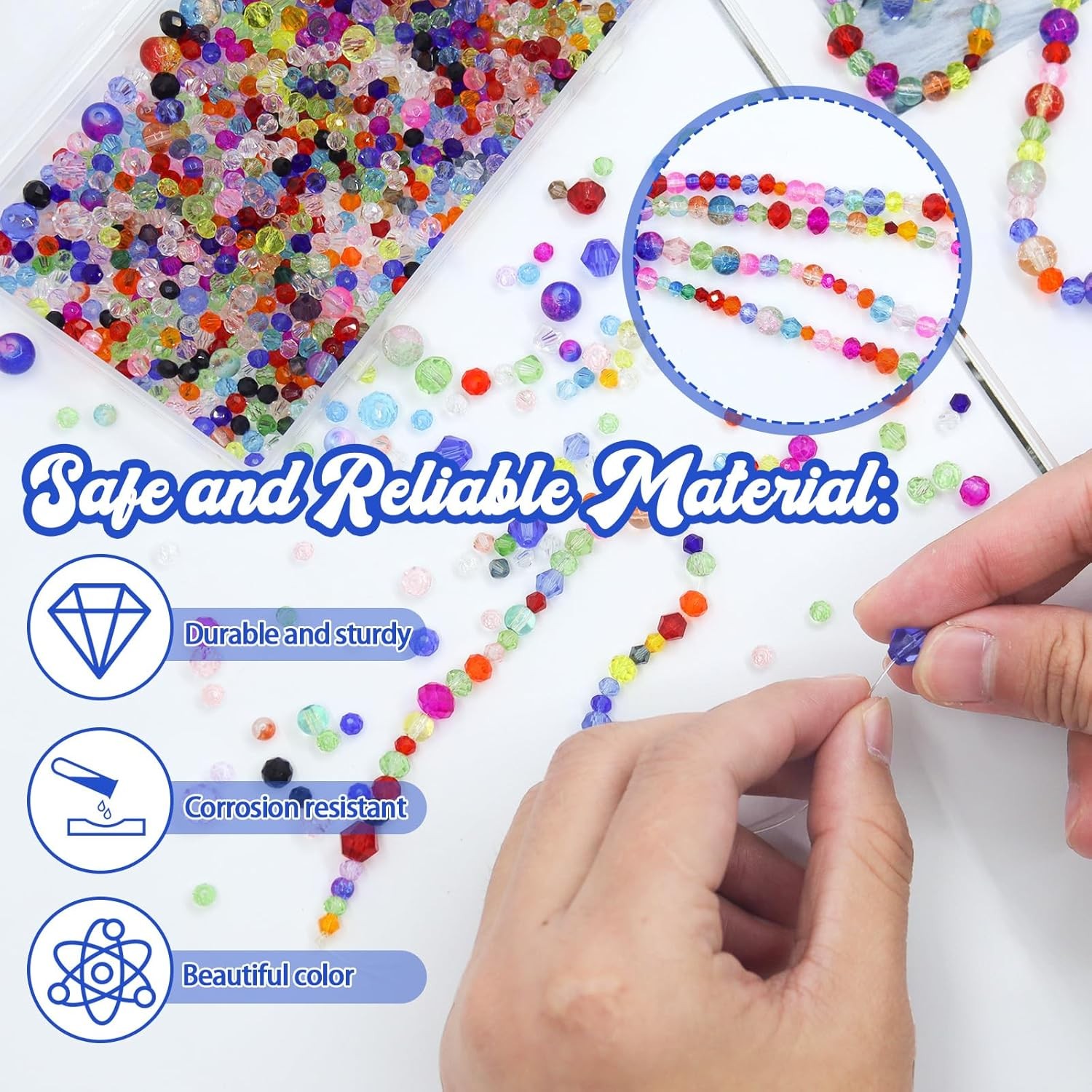 1300PCS Glass Beads for Jewelry Making Colorful Rainbow Craft Crystal Beads A...