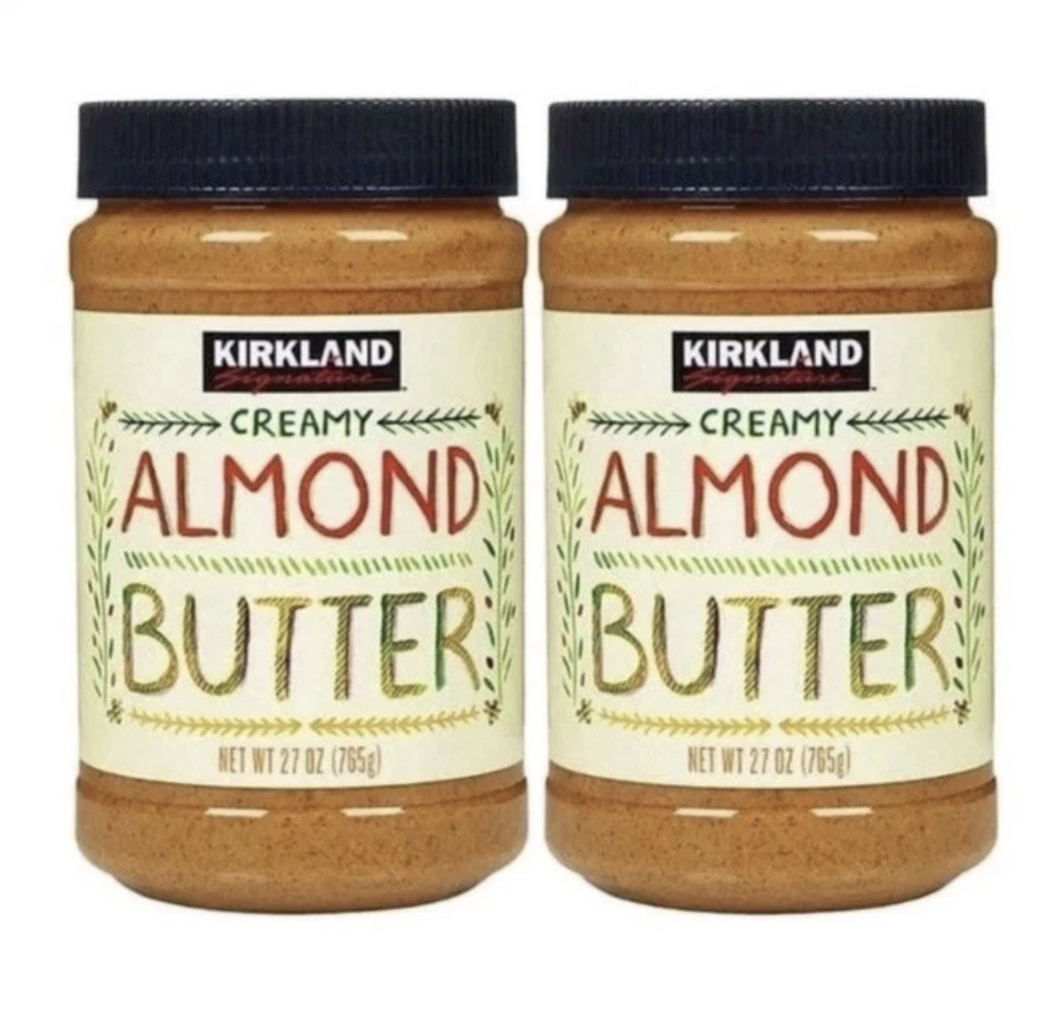 2 Jars Kirkland Signature Creamy Almond Butter, 27 oz Each - FREE SHIPPING !!!!