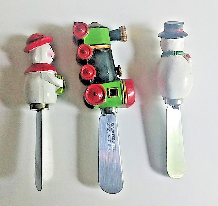 Condiment Utensils Serving Knives Snowman (2) & Train