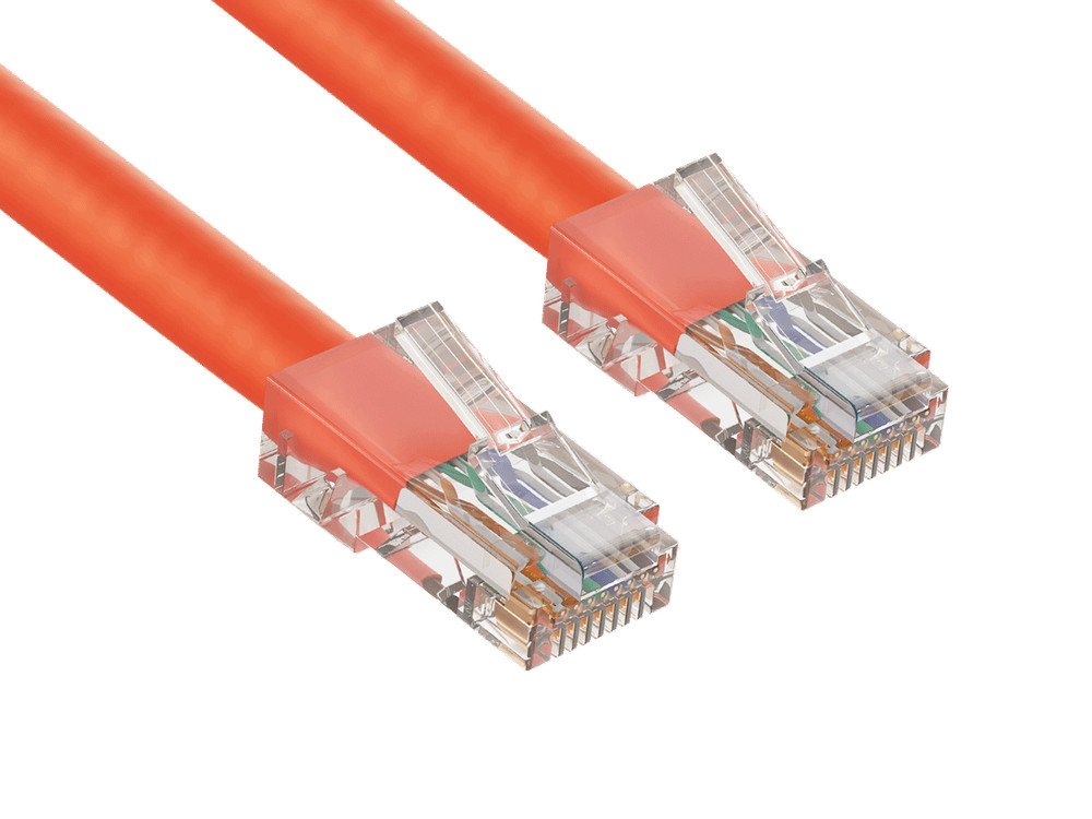 14ft Cat5e UTP Non-Booted Ethernet Network Patch Cable 24AWG Bare Copper, Orange