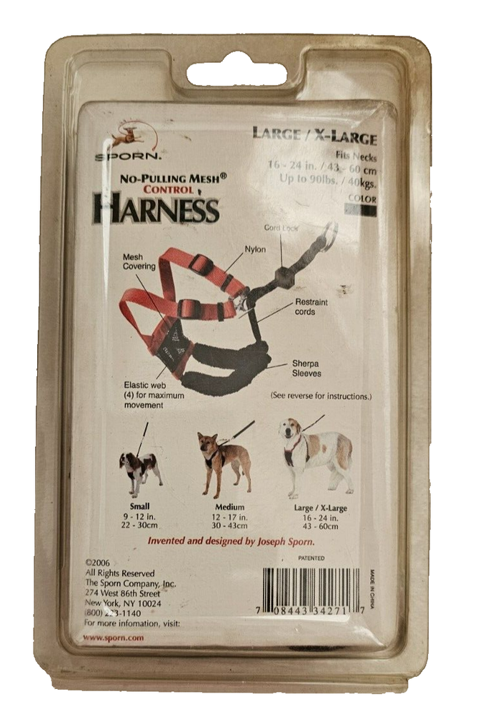 The Sporn Mesh Control Anti Pull Harness L/XL Black