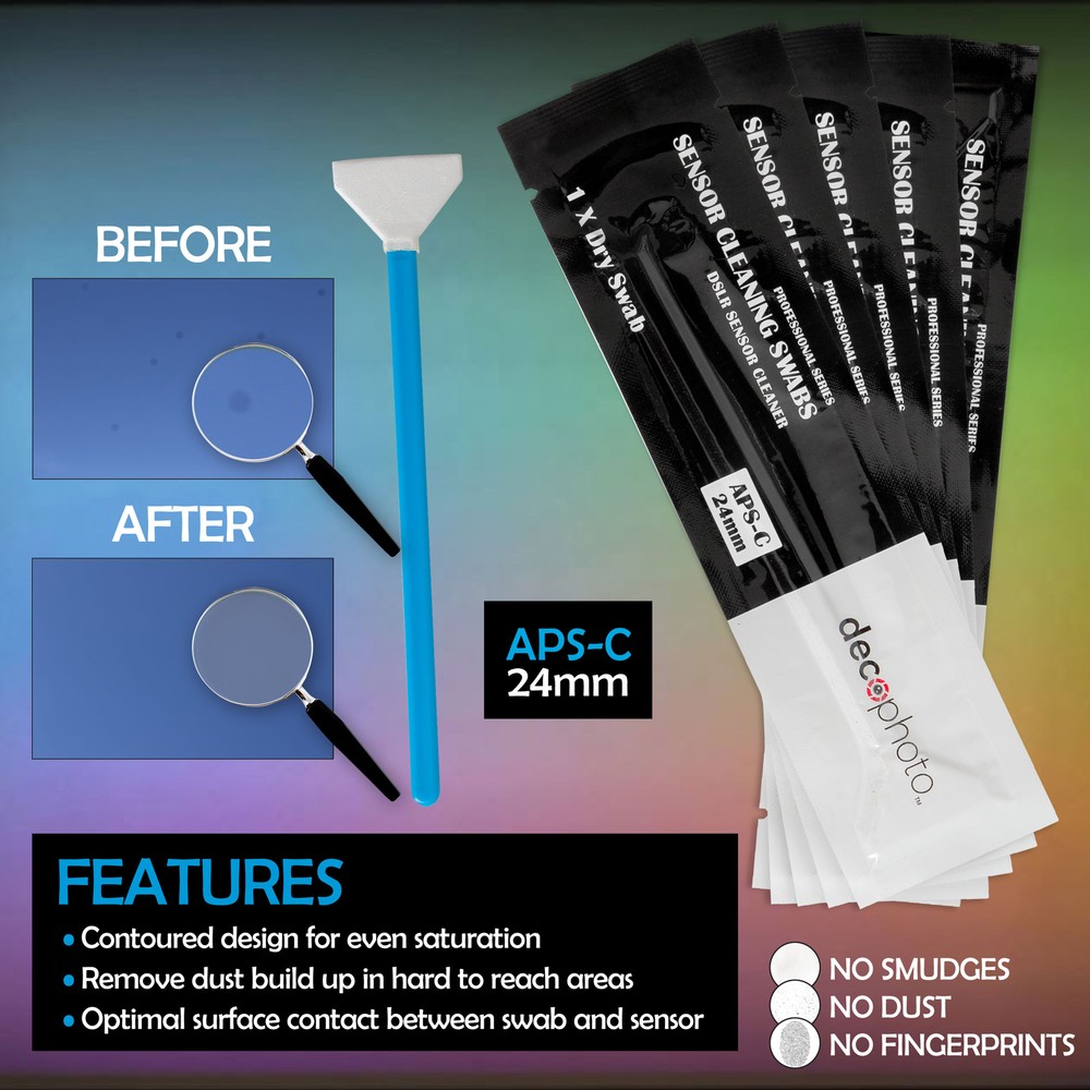 Deco Photo 5-Pack 24mm Sensor Cleaner Swabs