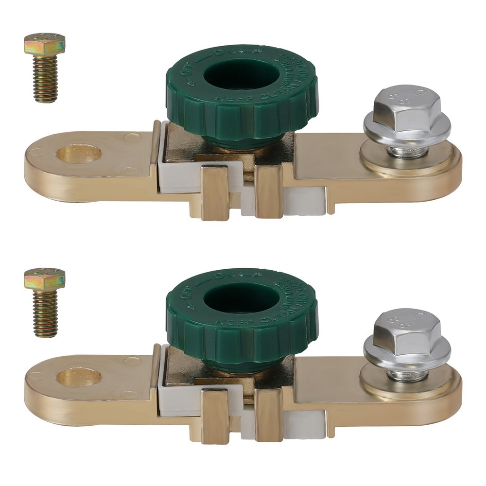 2Pc Side Mount Auto Battery Brass Terminal Master Disconnect Kill Cut Off Switch