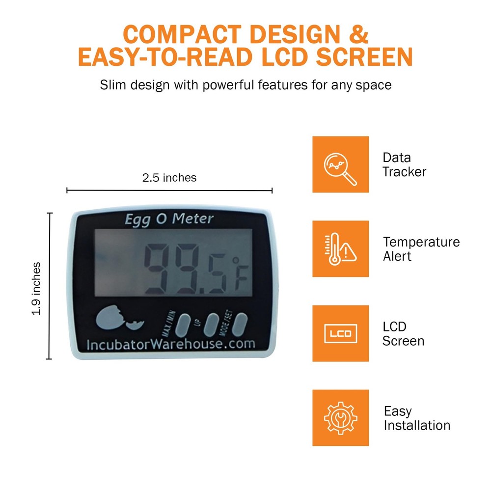 Egg-O-Meter - Large Digital Display Egg Thermometer with Min/Max Memory - Rea...