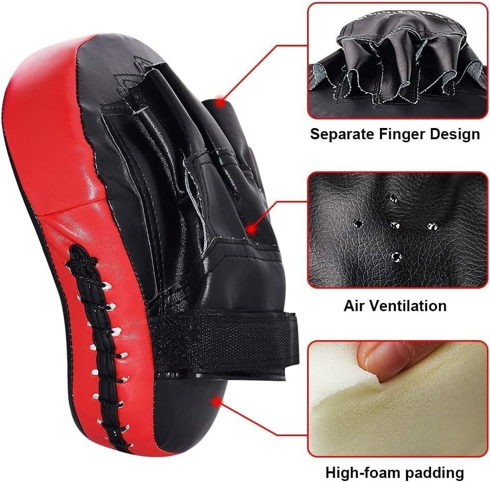 Curved Taekwondo Kick Shield & Mitts - Durable Leather Training Kit