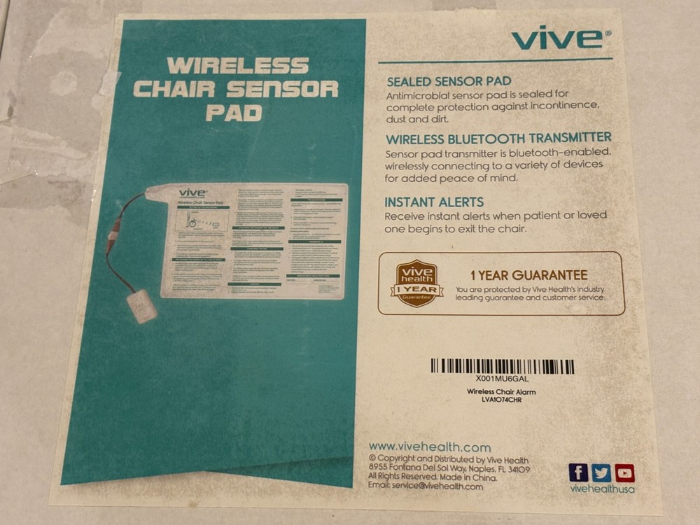 Vive - Wireless Bed & Chair Sensor Alarm Pads - Bluetooth-Enabled Transmitters