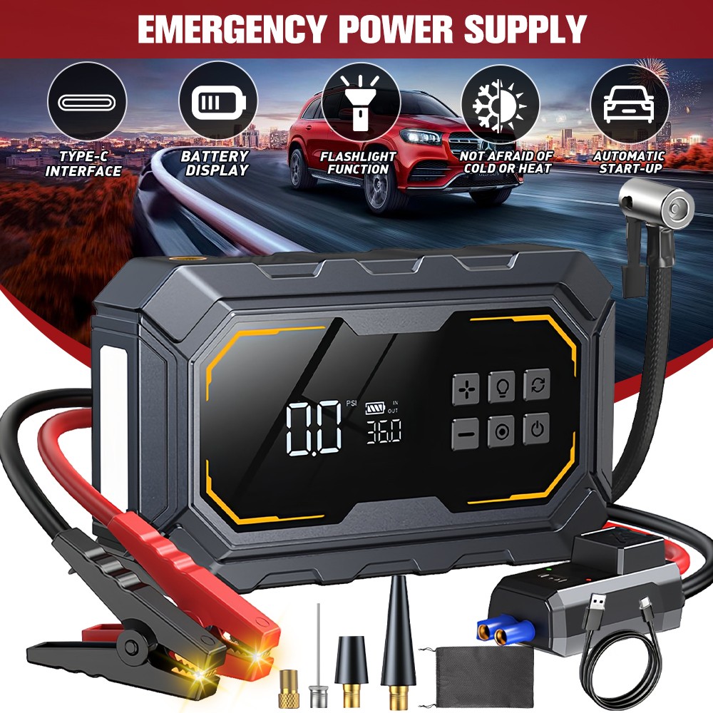 Portable 5000A Jump Starter with Air Compressor Car Battery Jumper Starter Power