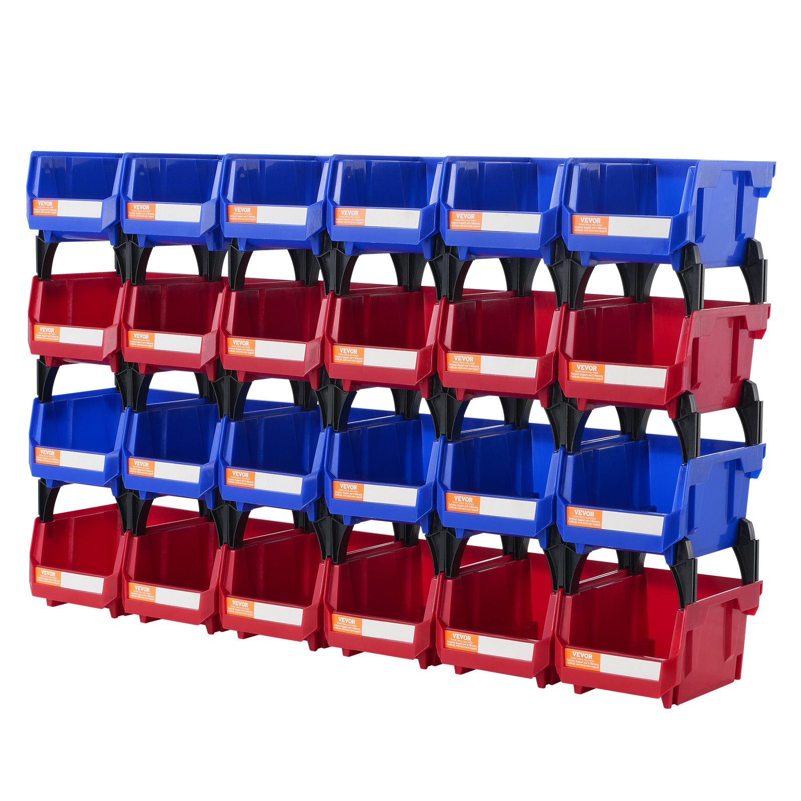 VEVOR Hanging Stackable Storage Bin Plastic Organizer Garage Box 24 PCS Blue/Red