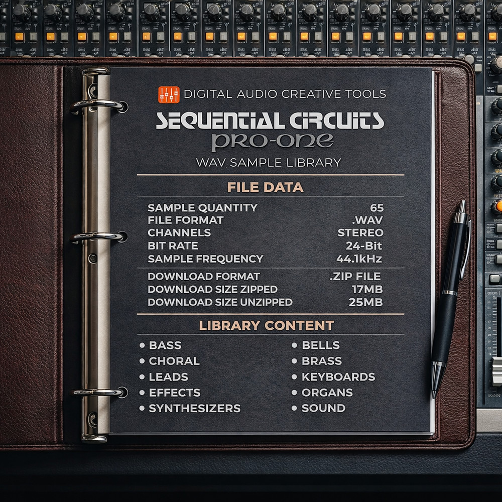 Sequential Circuits Pro-One Synthesizer Sample Library