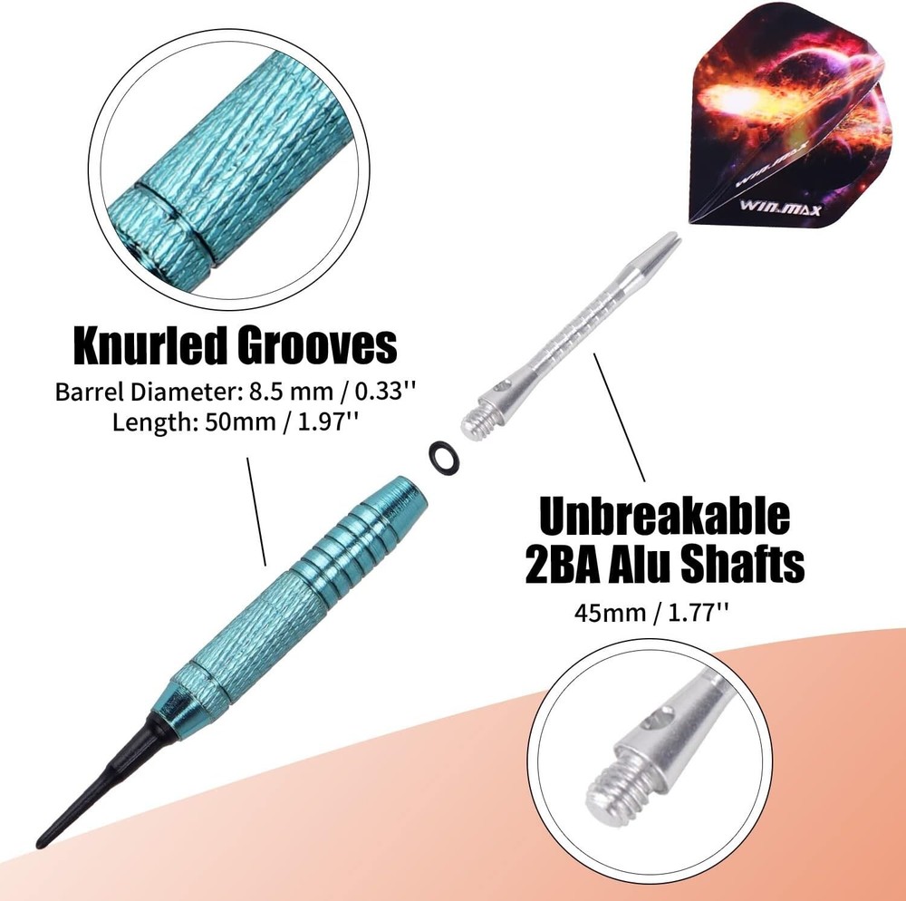 Premium 12-Piece Soft Tip Darts Set with 100 Extra Tips & Unique Flight Designs