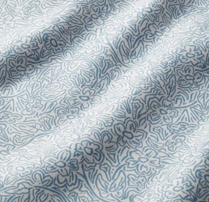 Threshold ~ FULL ~ Blue Floral ~ 4 Pc. Sheet Set ~ 100% Cotton Sateen ~ 400 TC