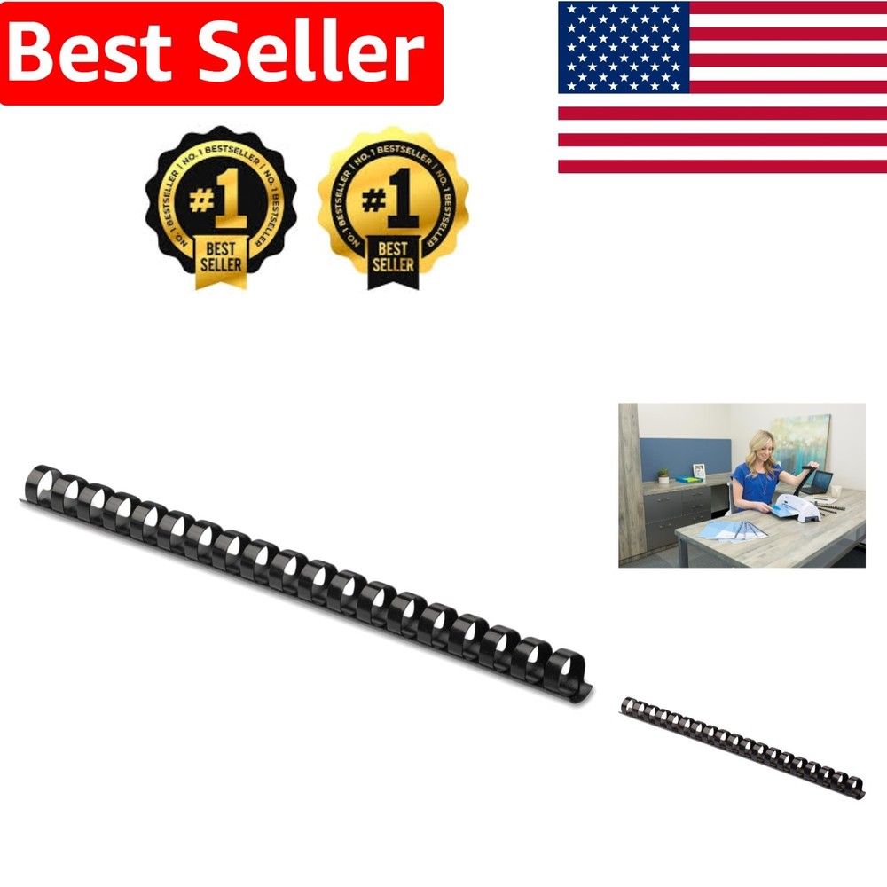 Durable Round Back Binding Combs - 100 Pack, 1/2 Inch, Black for Custom Projects