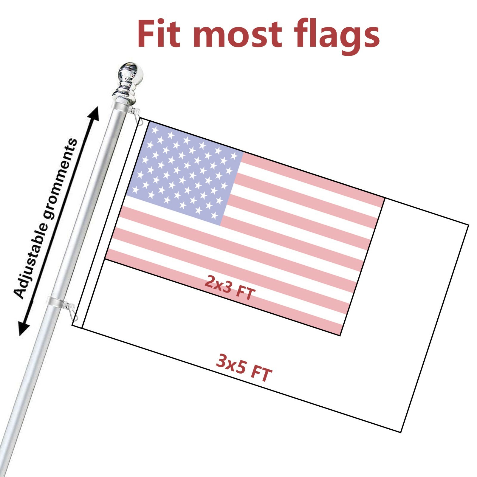 Tangle Free Spinning Flag Pole Aluminum 6FT Durable Rust Free Wind Resistant Kit