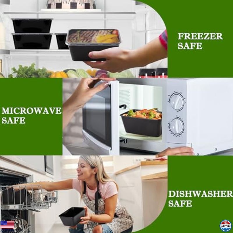 50-Pack 34oz Meal Prep Containers - Reusable, BPA-Free, Stackable, Microwave