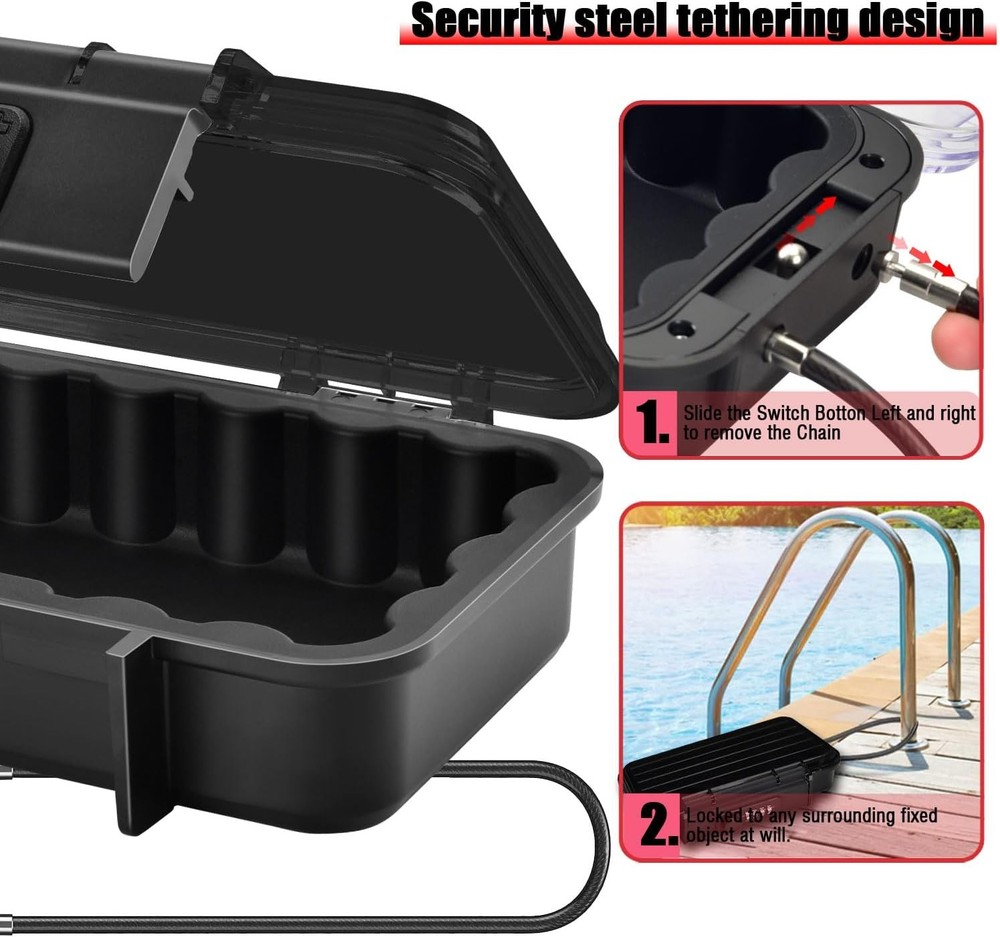 Large Security Lock Box,Outdoor Waterproof Shockproof 4-Digit Combination Key Sa