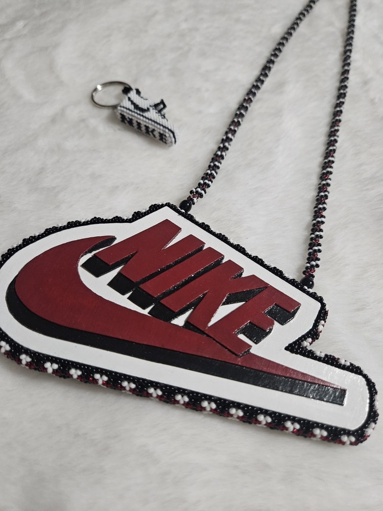 Nike handmade Beaded Logo Medallion & Sneaker Keychain Set