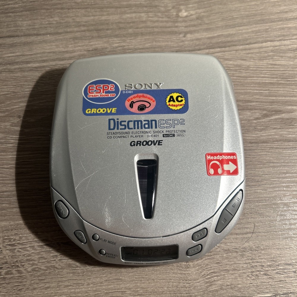 Sony D-E401 Silver Discman Stereo CD Player Walkman ESP2 Groove - Tested Working
