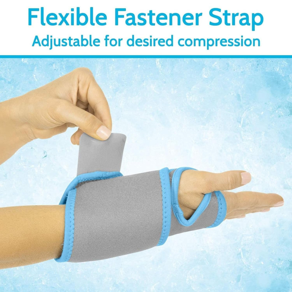 Wrist Ice Pack Wrap - Refreezable Gel Compression Support - Flexible Hot & Cold
