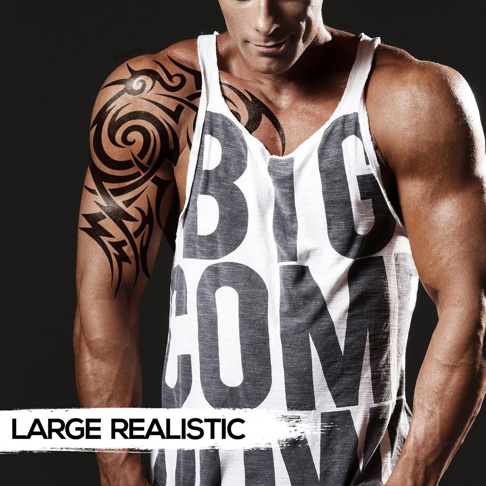 2 Sheets Large Totem Temporary Tattoos for Men and Large, (2 Sheets)