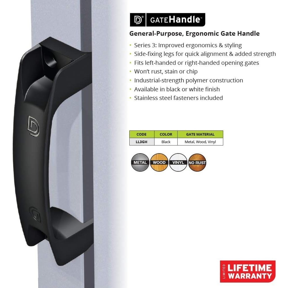Reversible Gate Handle for Left or Right Hand Installation Side Fixing Legs for