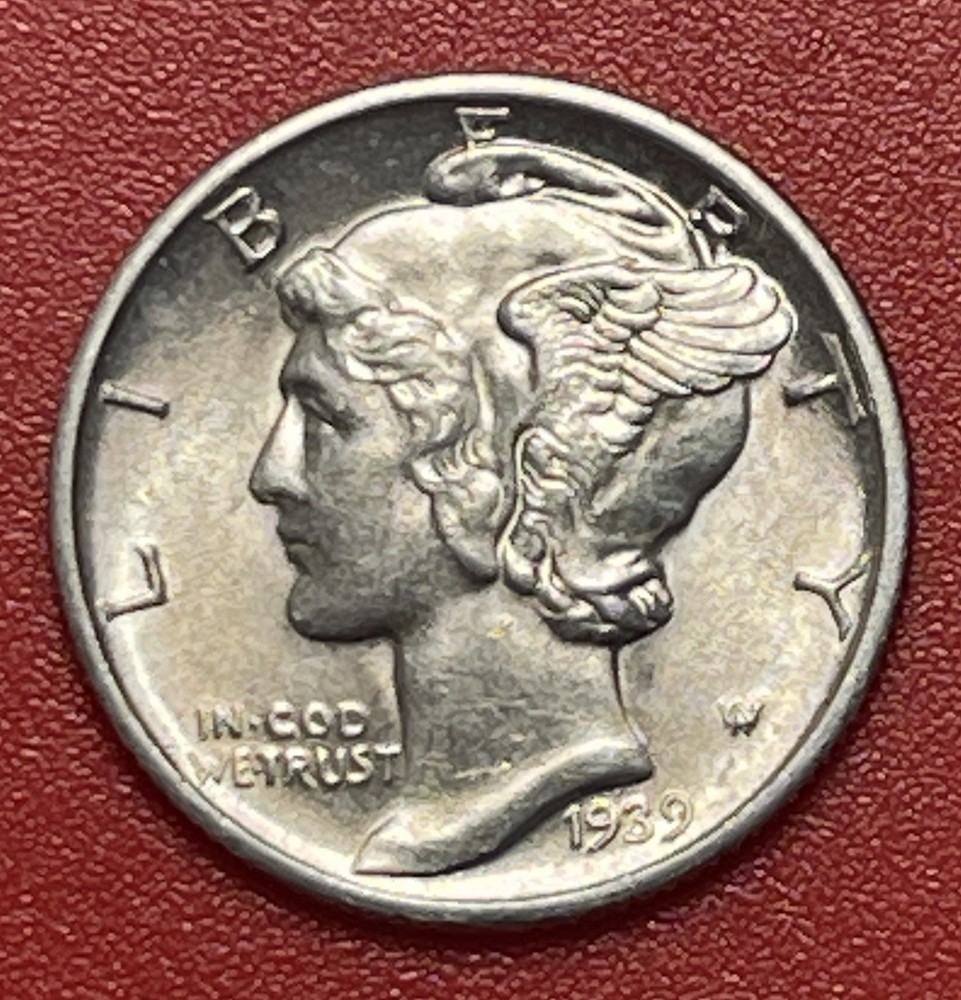 1939 D Mercury Silver Dime, Choice Uncirculated, FSB.
