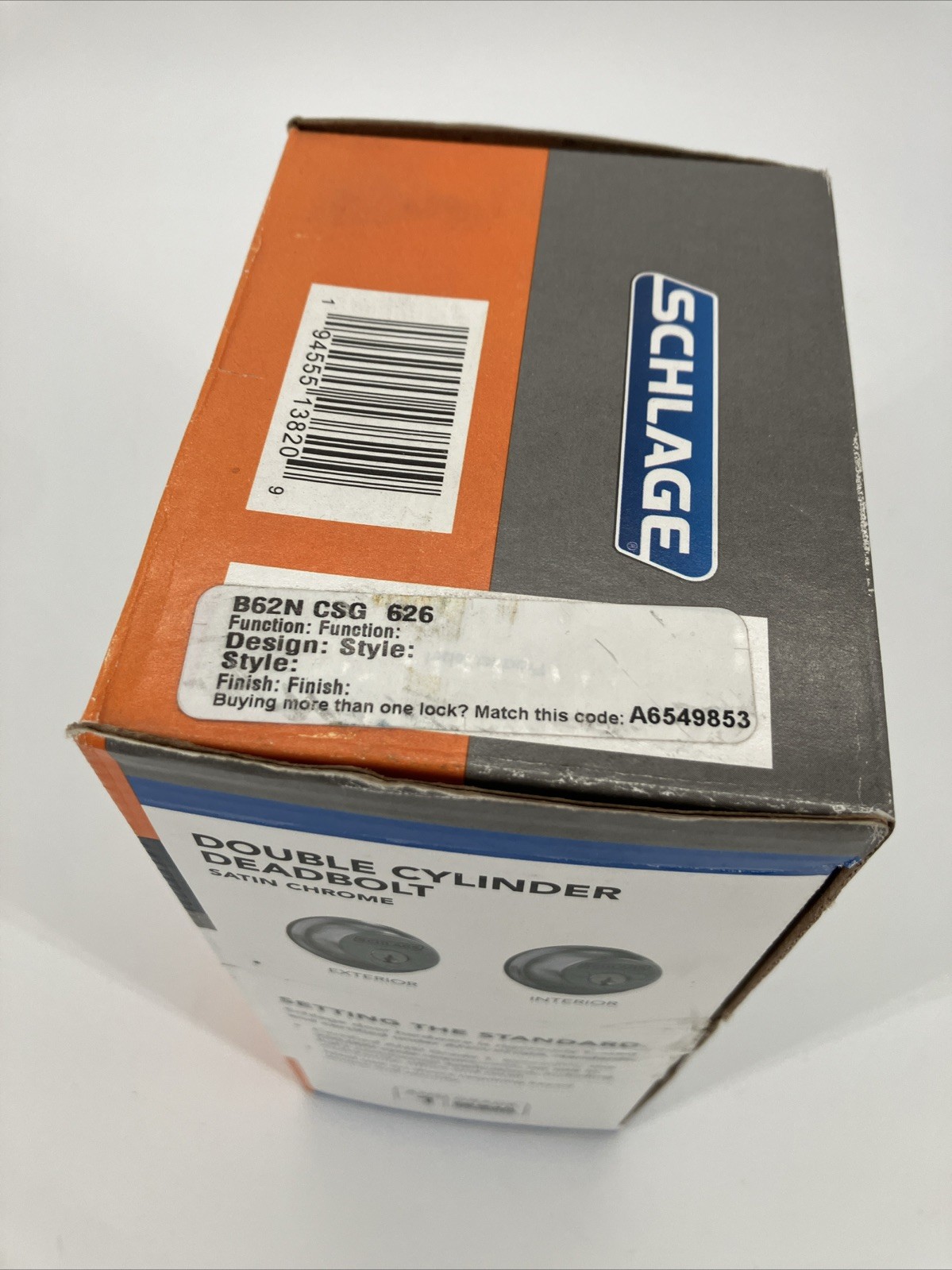 Schlage Satin Chrome Light Commercial Double Cylinder Deadbolt Keyed Both Sides