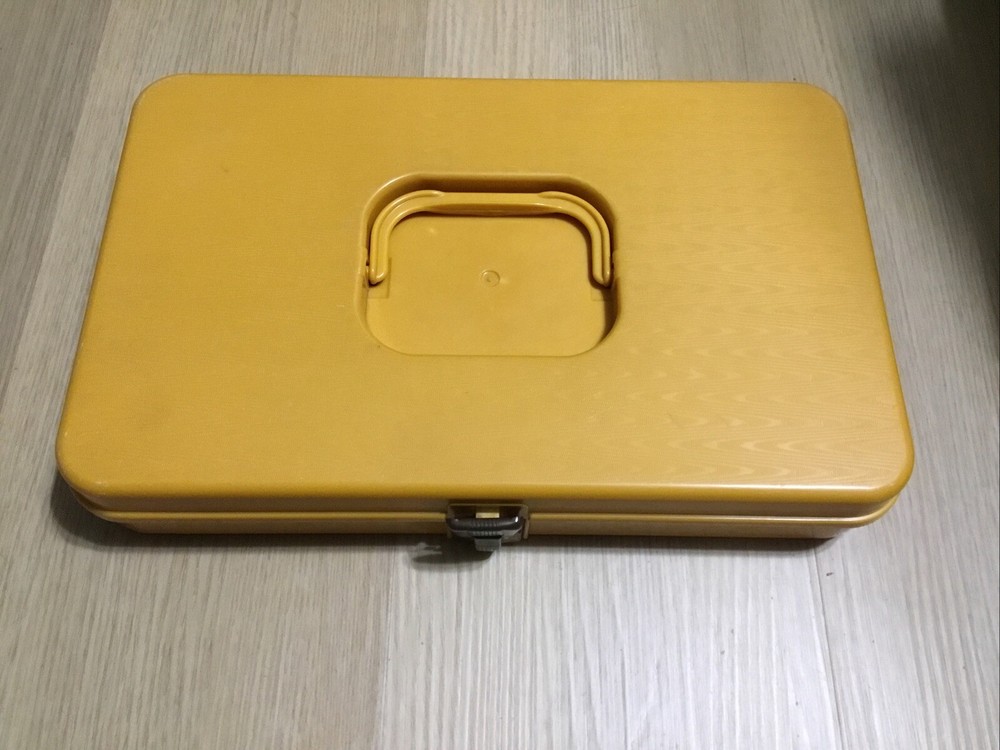 Vtg Wil-Hold Sewing Box Thread Storage Bobbin Holder DarkYellow Stackable Tailor