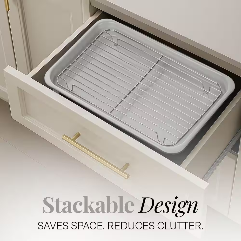 6-Piece White Ceramic Nonstick Stackable Bakeware Set