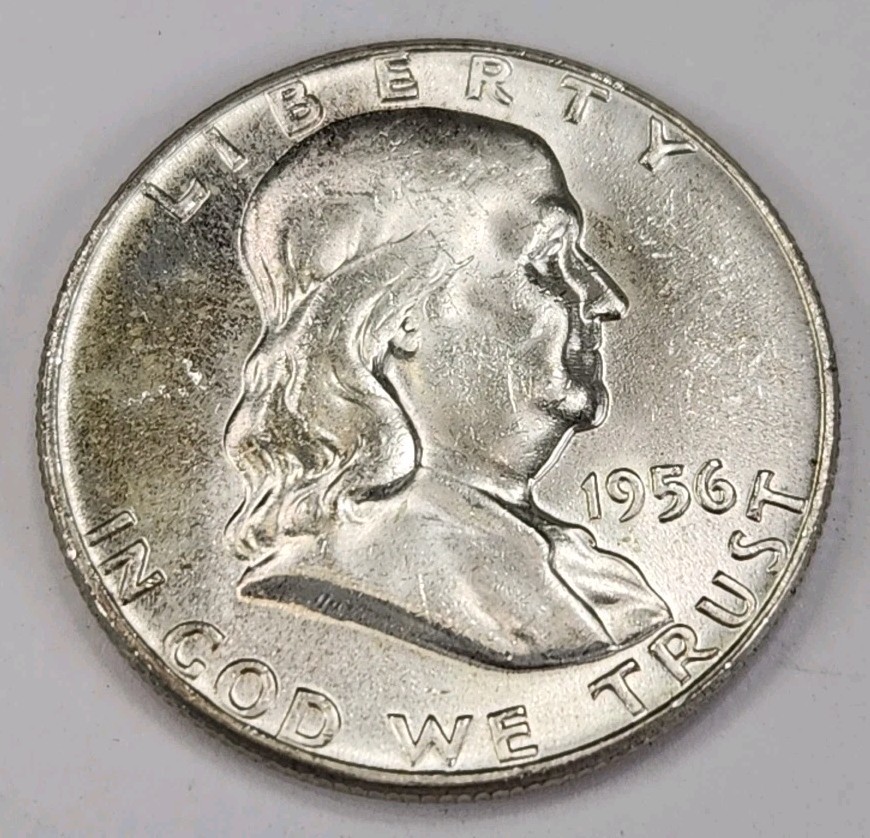 1956 P Franklin Half Dollar - Silver - AU - Almost Uncirculated